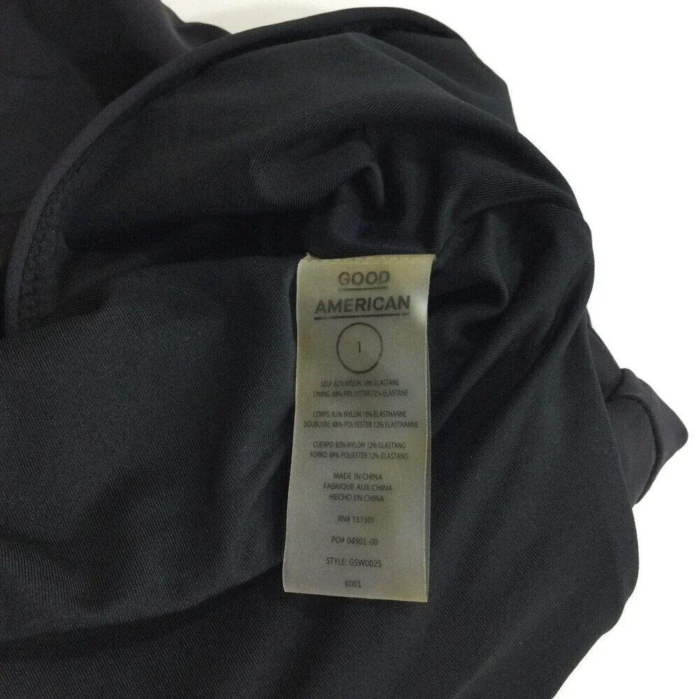 Good American Womens Framer Drawstring Waist One-Piece Swimsuit Black Size 1 Sm